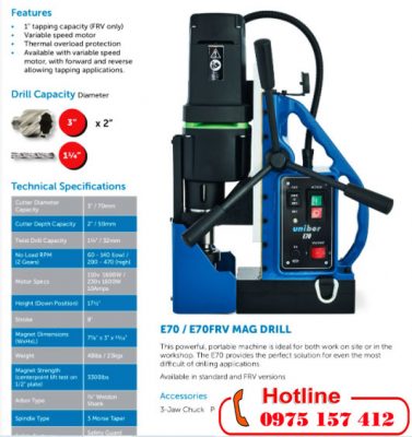 Máy khoan từ kèm taro Unibor E70FRV